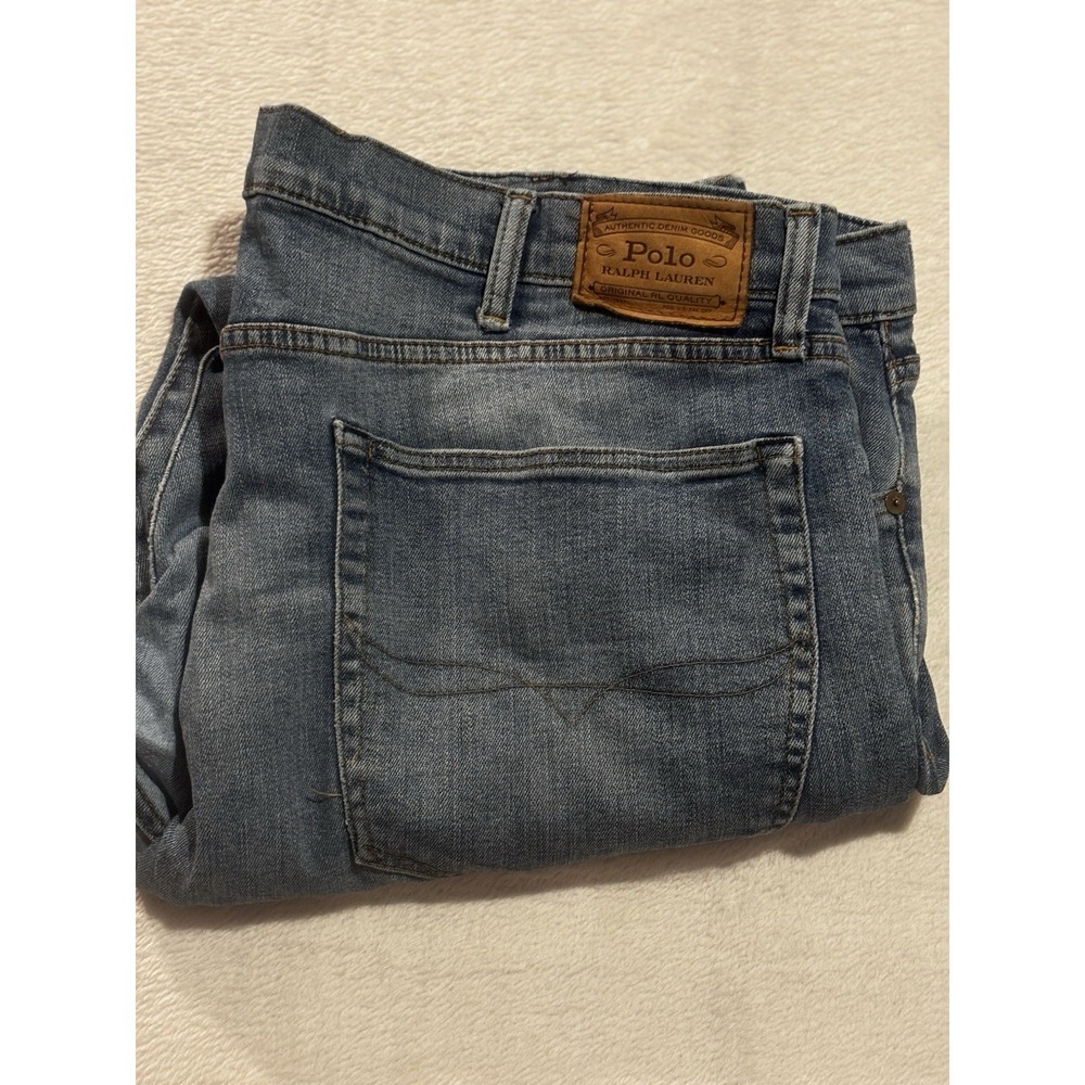 Polo Ralph Lauren Mens Jeans *40x29.5 Straight Leg Classic Blue Raw Hem